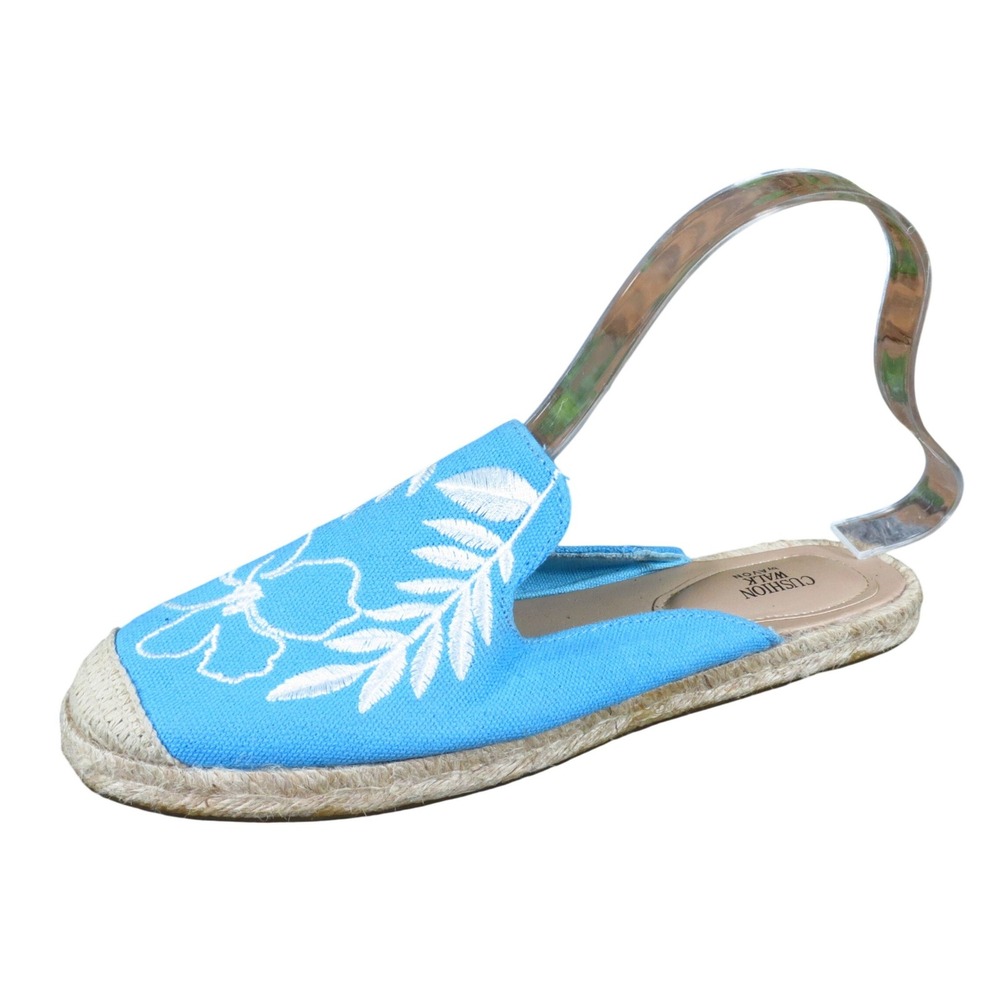 Cushion Walk Fortune Womens Espadrille Mule Size 6 Summer Floral Blue Canvas
